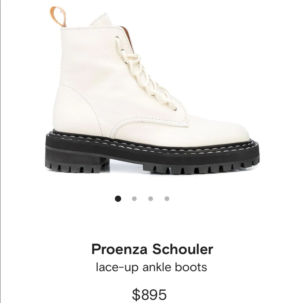 Proenza Shoulder Lace Up Ankle Boots Combat White